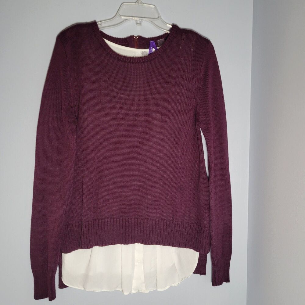 Seraphine Maternity Sweater Deep Purple White Tank Layered-Look Size S